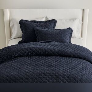 Pottery Barn Belgian Flax Linen Diamond Quilt